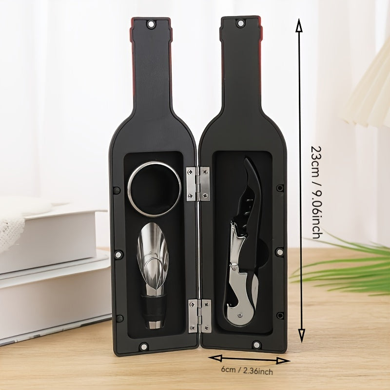 Unique set of 5 red wine bottle openers in a high-end gift box. Includes 3 essential red wine tools.