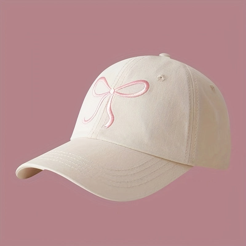 Stylish bowknot baseball cap for women, adjustable and lightweight with sun protection. Ideal for New Year's and casual wear.