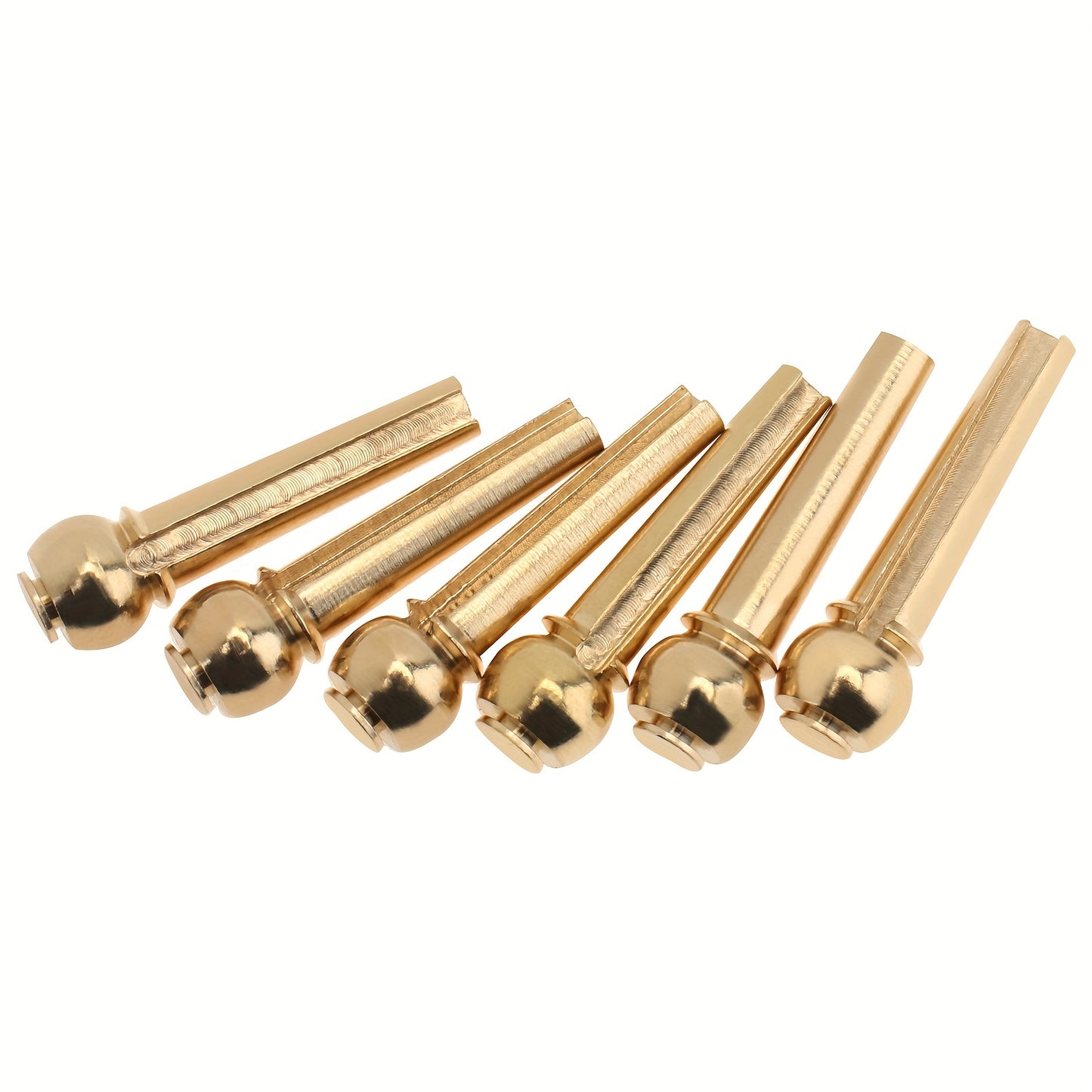 6 Pure Copper Brass Guitar Bridge Pins for Folk Acoustic Guitar, enhances full timbre and stability.