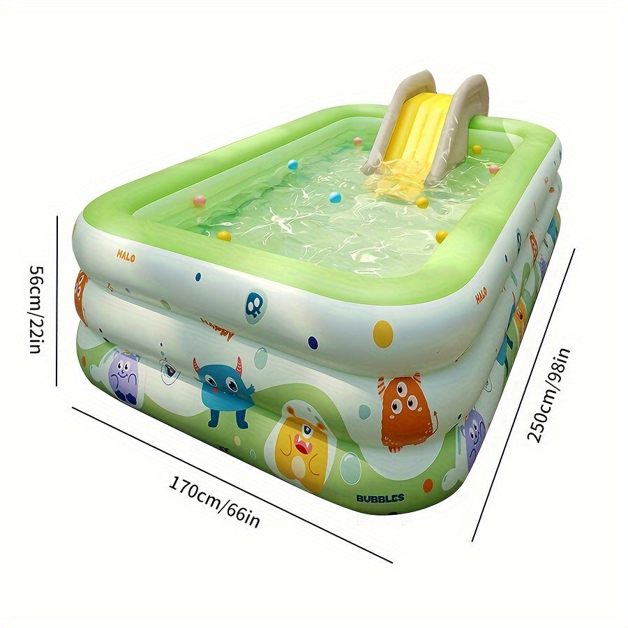 Adult-sized inflatable pool with durable PVC, ideal for outdoor parties and water fun.