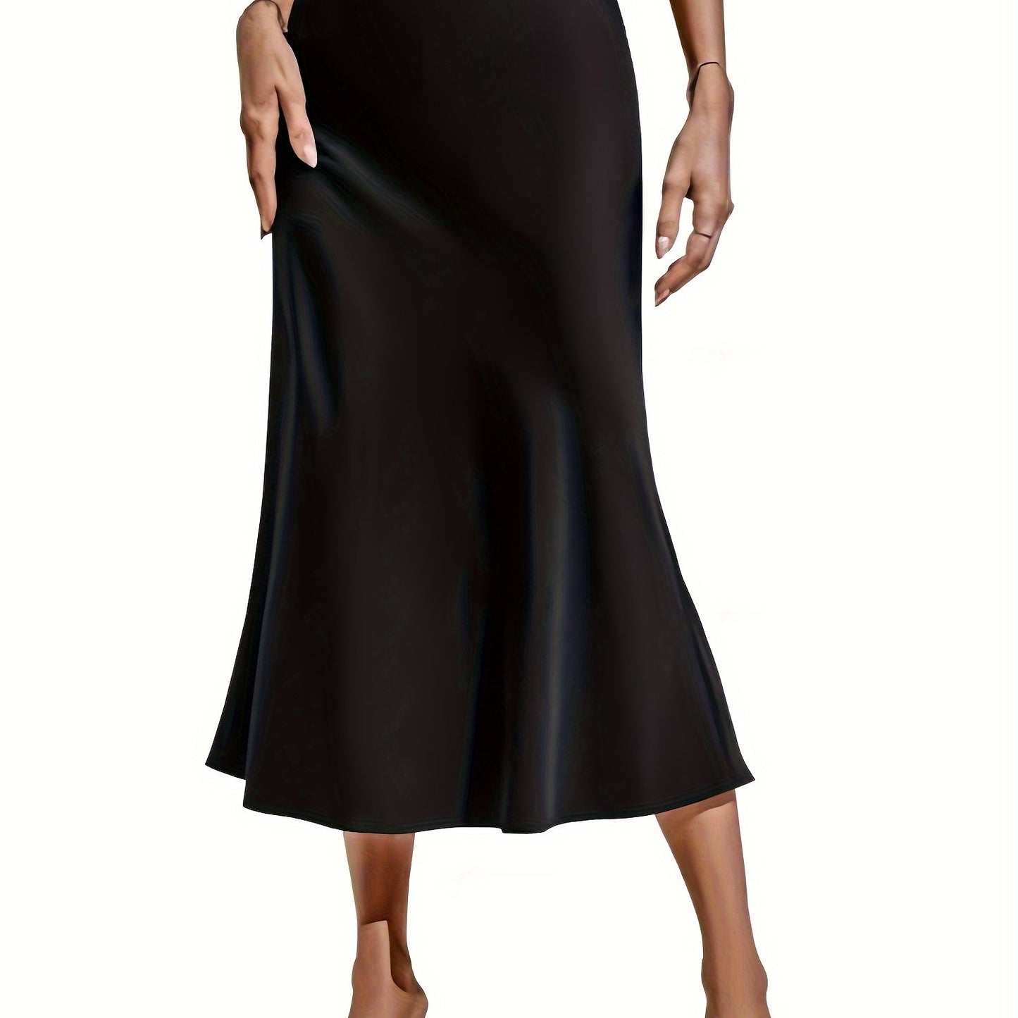 High waist mermaid skirt in solid color, perfect for spring and summer. Elegant, bodycon midi skirt for women.