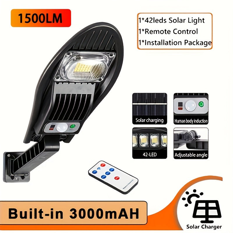 1pc upgraded solar street lamp with 168 LED lights, adjustable angle for outdoor garden walls.