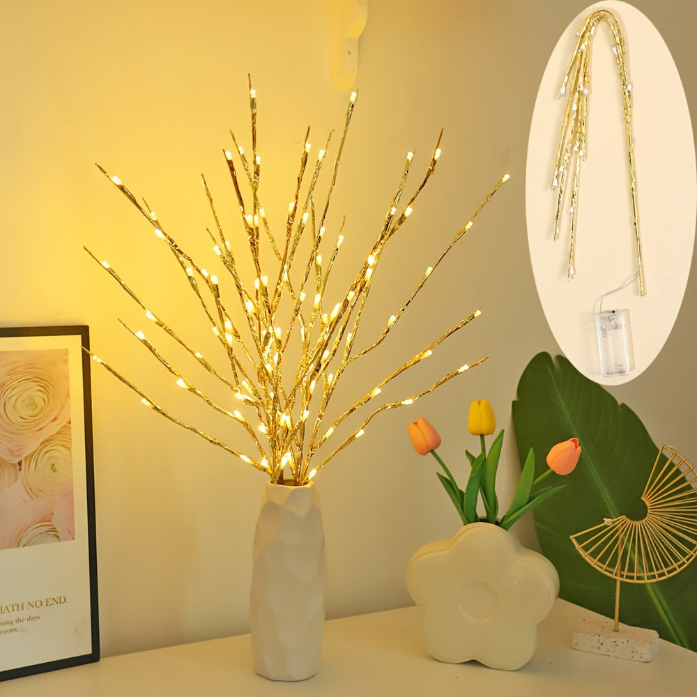 1 piece of Art Deco style 20 LED tree branch lights with geometric pattern. Freestanding tabletop decorative string lights for living room. Switch control, battery powered. Flower theme night light for bedroom, perfect for birthdays, Easter, or gifts.