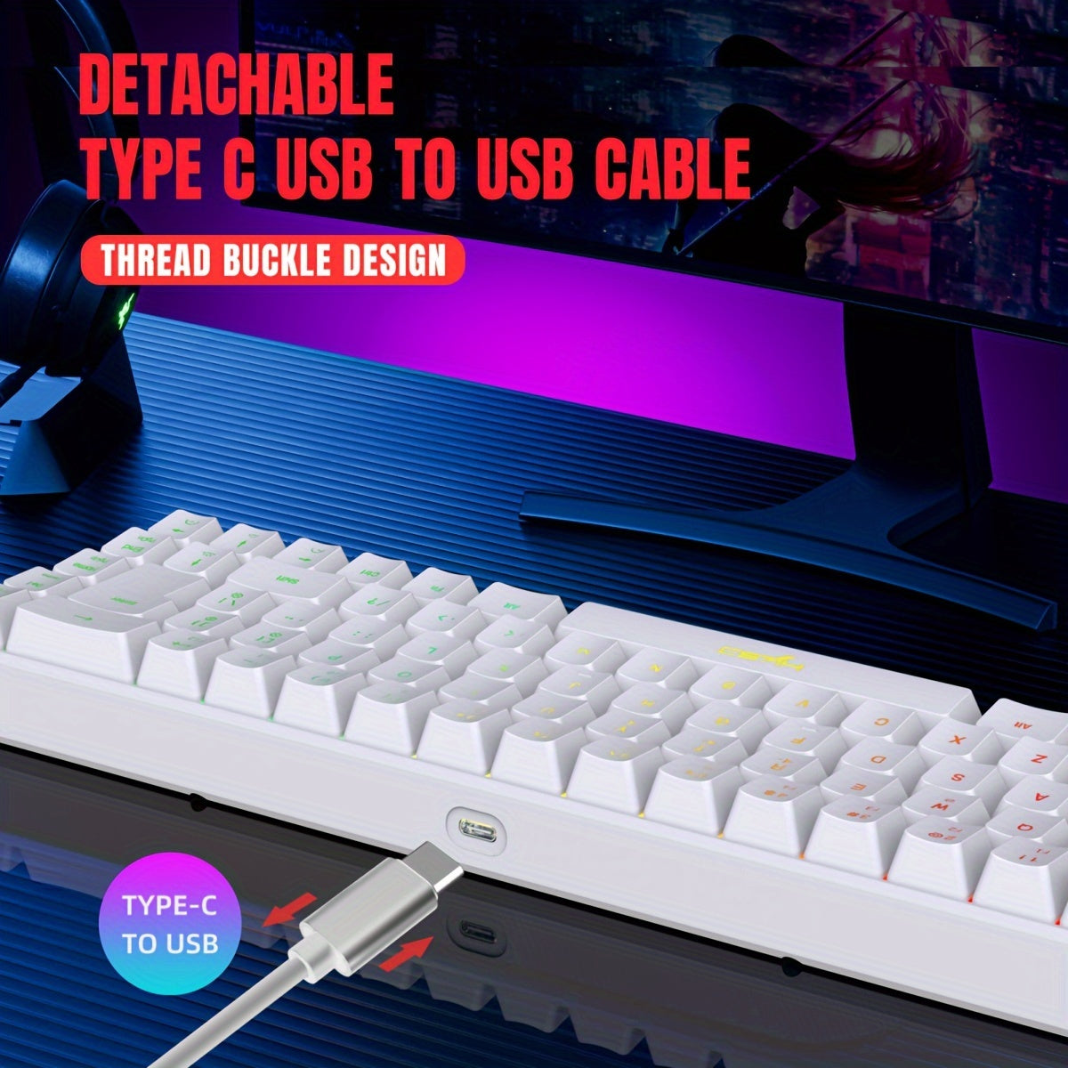 HXSJ Wired keyboard and mouse set with 68-key thin film keyboard and 3200DPI wired photoelectric mouse. USB plug and play, suitable for home gaming and office use.