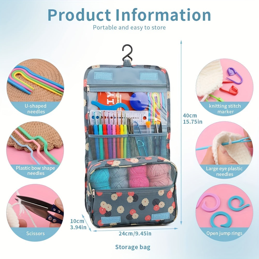 130pcs Knitting Crochet Hook Set with Bag for DIY Crafts