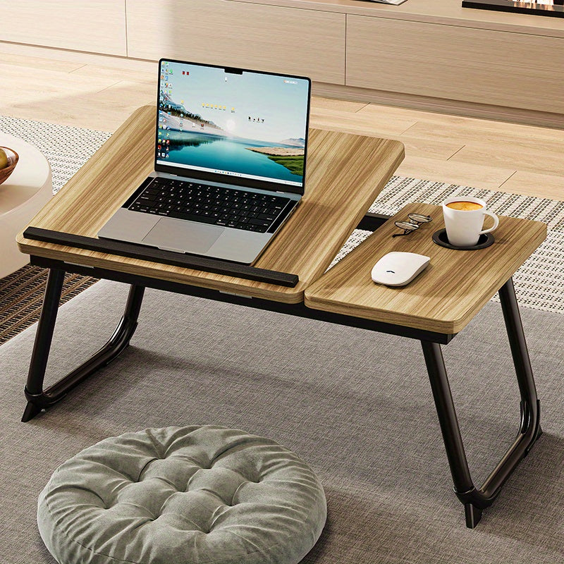 5-position lap desk with cup holder and anti-slip strip, multi-functional folding study desk, portable laptop table, bed workstation, home office desk.