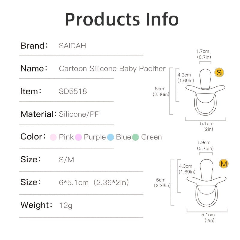 Saidah 2 предмета Силиконовые Комфортные Изделия для Детей с Чехлами - Нежная, Безопасная для Пищи Соска в форме Пальца для Детей и Малышей - Розовый/Фиолетовый/Синий