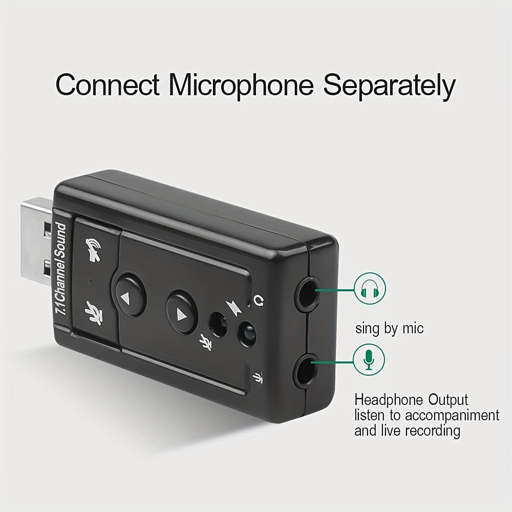 USB 2.0 External 7.1-Channel Sound Card Adapter with Mic for Laptops & Desktops, No Drivers Needed, Black, Includes Xear 3D Simulation Software for Windows XP/Vista.