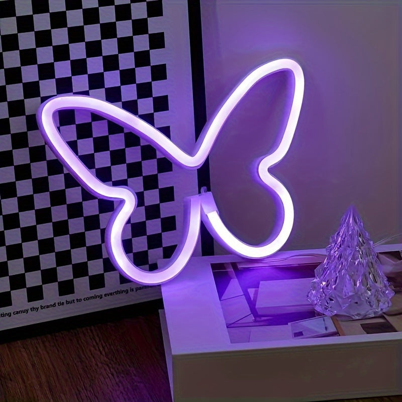 LED butterfly neon sign light for bedroom girls room decoration, USB/battery operated for parties and special occasions.