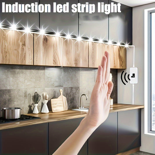 USB-powered LED strip lights with motion activation, ideal for indoor decoration in cabinets, closets, and around TV.