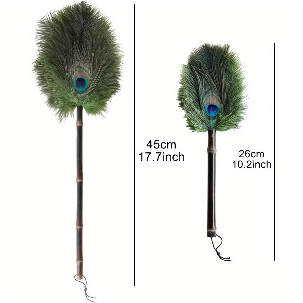 Elegant Peacock Feather Duster - Perfect for Cleaning Living Room, Bedroom, Furniture, Walls, and Floors Without Electricity or Batteries Needed