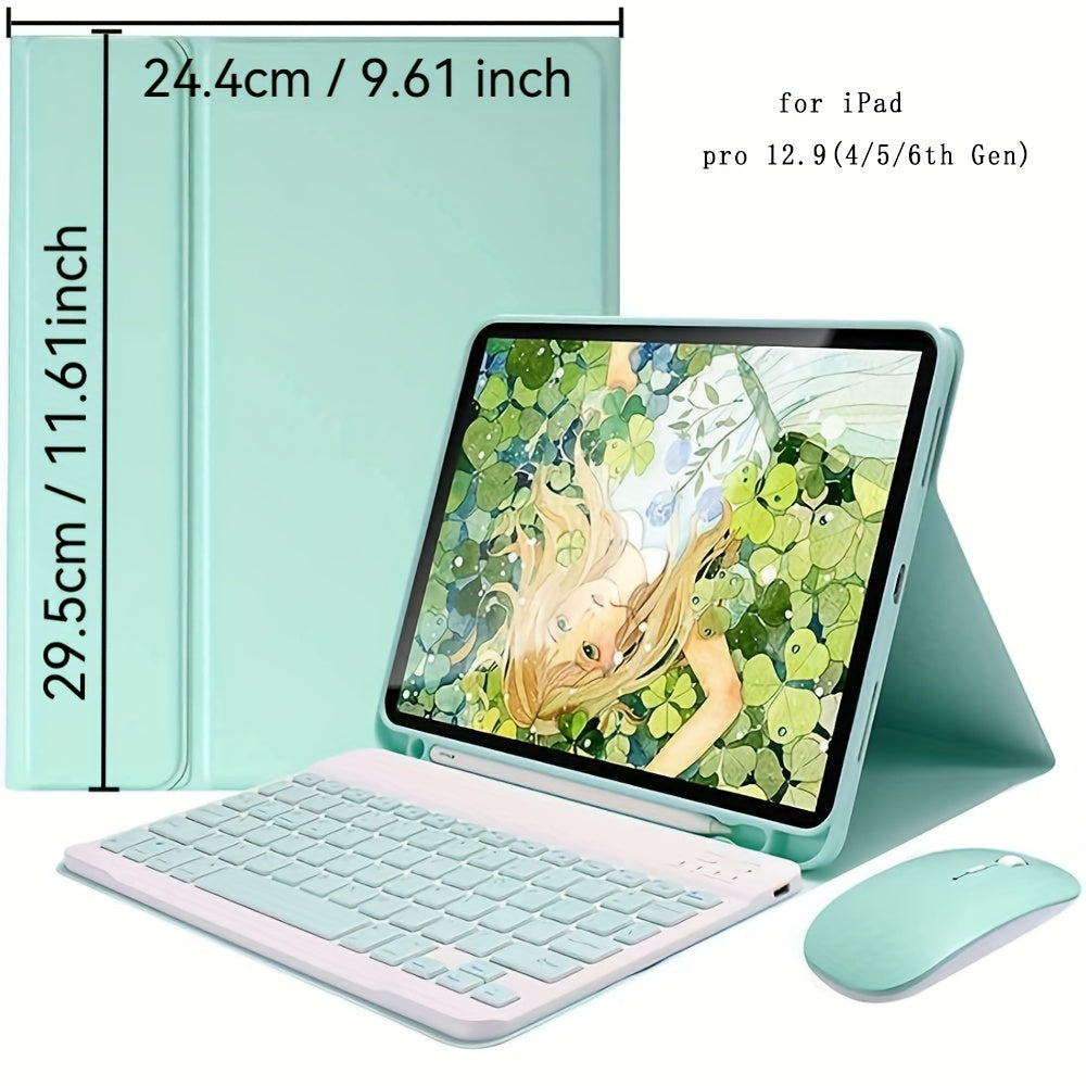 Wireless iPad Pro 32.77cm & Air M2 13inch Case with Pencil Slot, Keyboard, Type-C Charging. Charger not included.