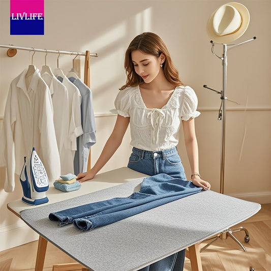 Professional ironing pad board with portable foldable design, 1pc extra-large thick wool ironing mat measuring 23.6in x 47.2in and 0.9mm thickness for efficient ironing and heat-resistance.