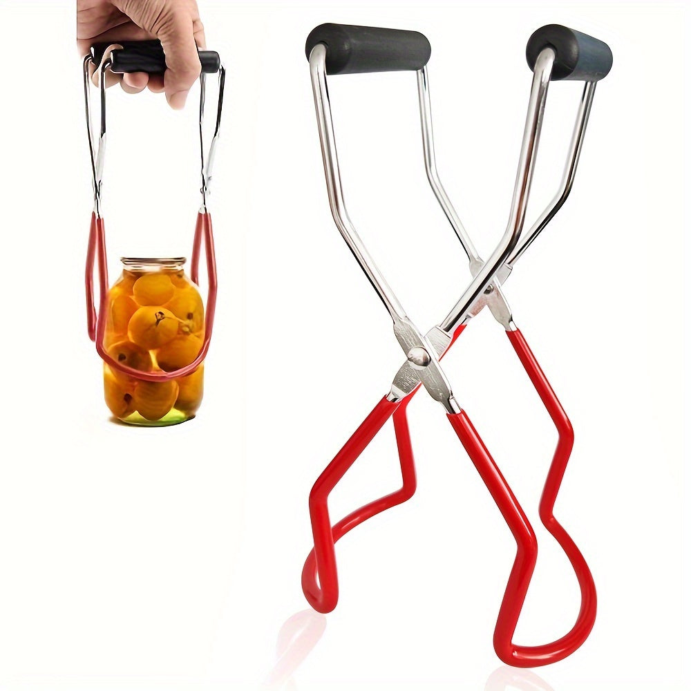 Stainless Steel Canning Jar Lifter - Safe and Efficient Tongs for Easy Handling of Hot Jars Removed from Boiling Water or Steam - Wide Mouth Clip with Grip Handle - Essential Kitchen Supply