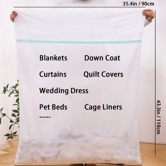 Large Mesh Laundry Bag with Zipper - Perfect for Delicate Items, Quilts, Pet Beds, and More - Strong Washing Machine Bag for Down Jackets, Curtains, and Sheets - Resistant to Deformation, Rectangular Shape, Versatile Organizer for Laundry