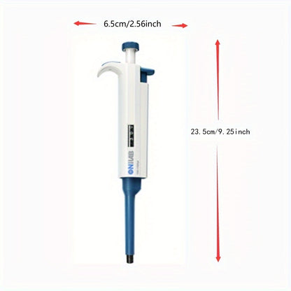 High-Precision ONiLAB Micropipette, adjustable 0.1ul-10ml, autoclavable, with ergonomic grip and storage holder.