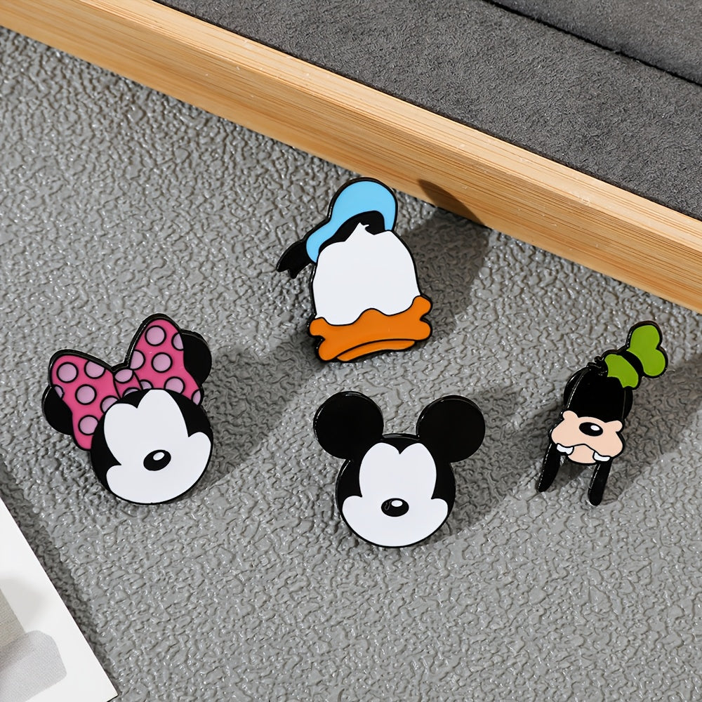 Set of 5 Disney Enamel Brooch Pins - Adorable Cartoon Alloy Metal Badges with Simple Irregular Shapes - Character Accessories for Clothes and Bags