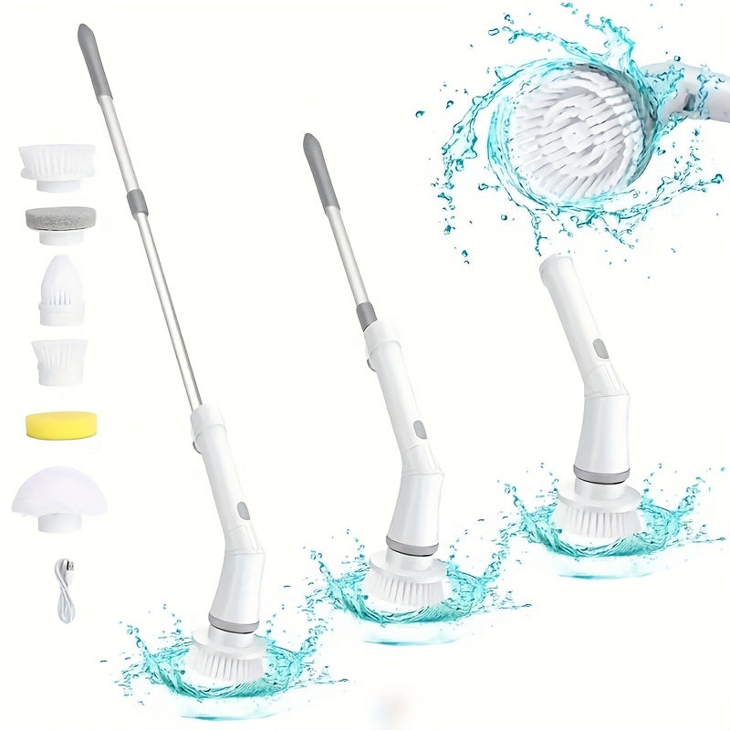 Get a complete cleaning solution with our 1set Electric Rotating Floor Cleaner. This handy tool comes with 6 Replaceable Brush Heads and an Adjustable Telescopic Handle for easy use. The 360 Wireless Cleaning Brush is perfect for bathrooms, bathtubs, and