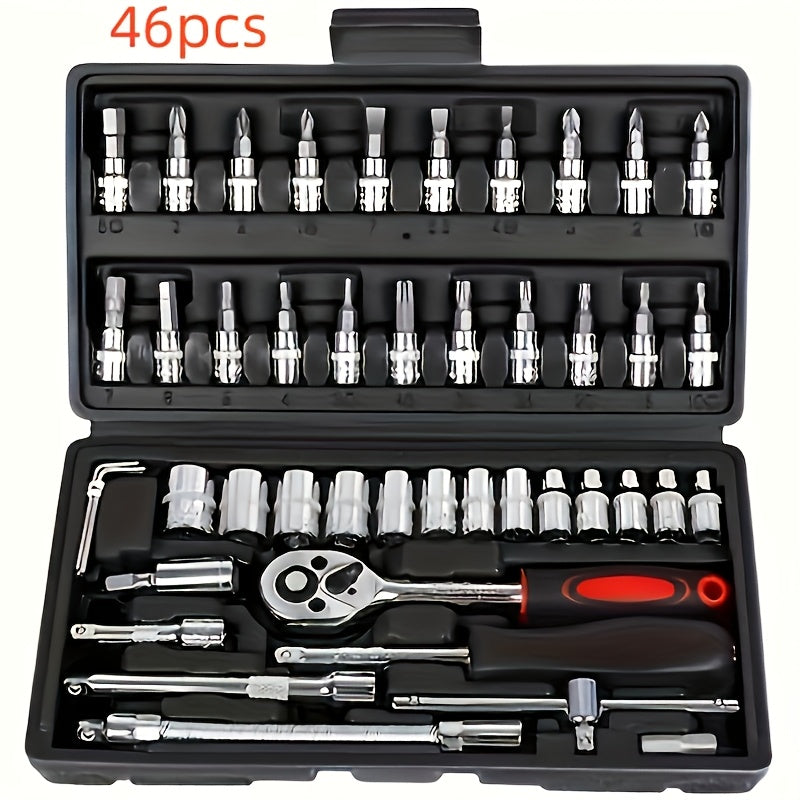 150-piece Chrome Vanadium Steel Socket Wrench Set with Torx Bit Kit for auto and home repair, includes storage case, ready to use with no assembly required, battery not included.