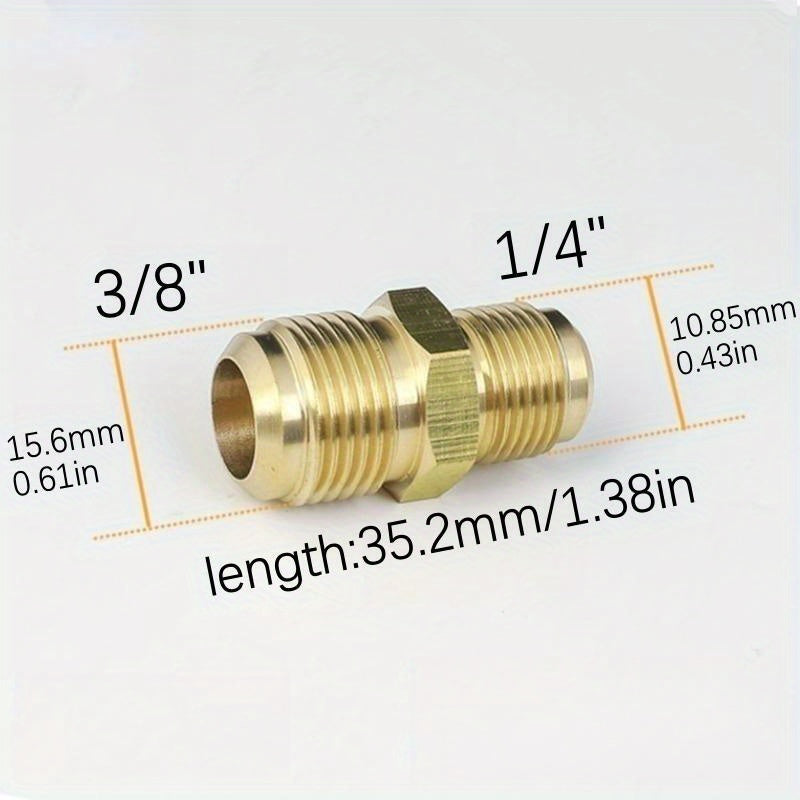 High-Quality Brass Air Conditioning Copper Tube Adapter - Female-Male Flare Thread Connector, Sizes Include 1/4", 3/8", 1/2", 5/8", 3/4" - Double-Headed Joint Ensures Leak-Proof AC Maintenance