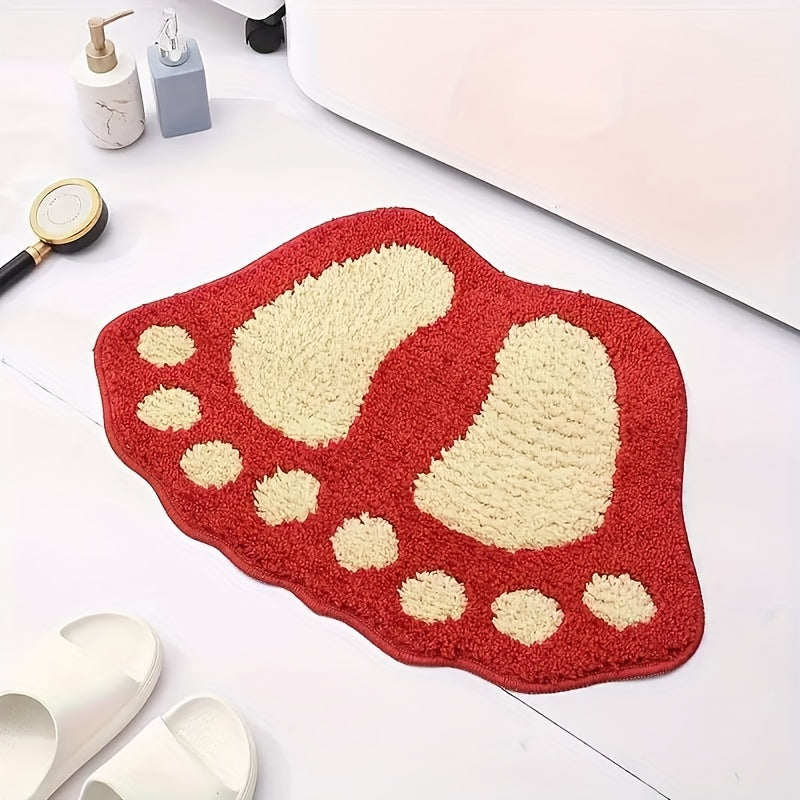 Paw Print Bathroom Floor Mat - Absorbent, Quick-Drying, and Non-Slip - Soft Kitchen Carpet Rug, Perfect for Bathroom, Bedroom, or Living Room - Ideal Home Decor and Bathroom Supplies