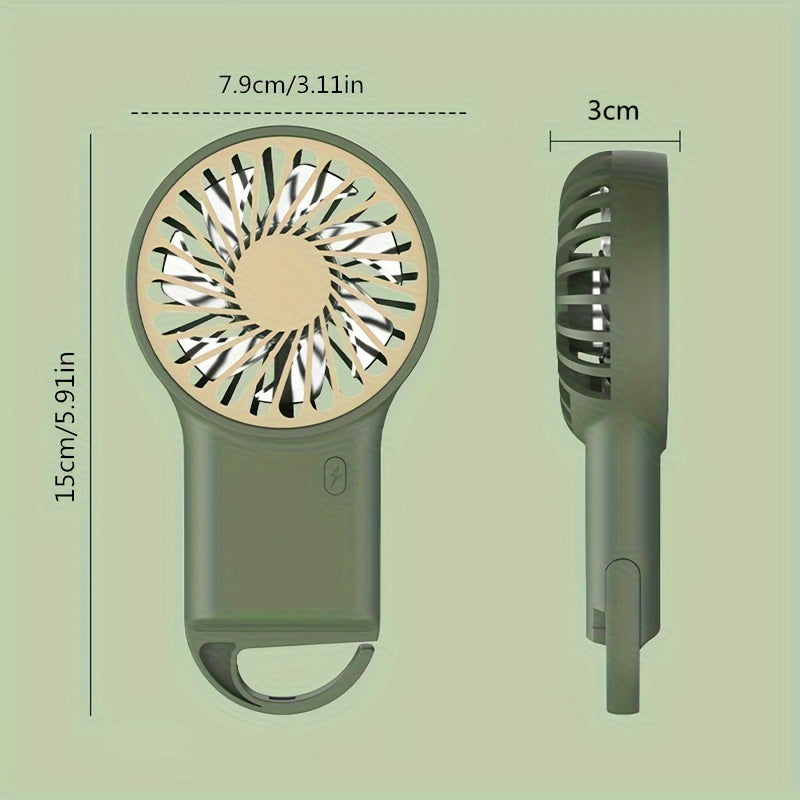 Portable Mini Fan TOOP - USB Rechargeable, Quiet Operation with Carabiner Clip for Travel and Outdoor Use.