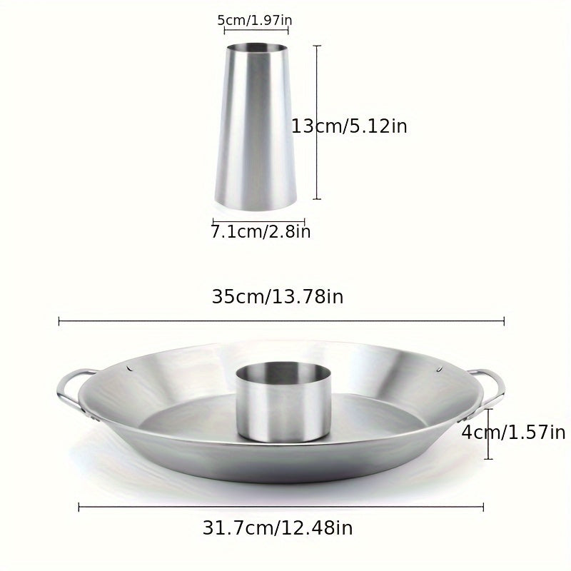 Portable Stainless Steel Chicken Roaster Rack with Dual Handles - Vertical BBQ Stand, Perfect for Outdoor Camping and Kitchen Use