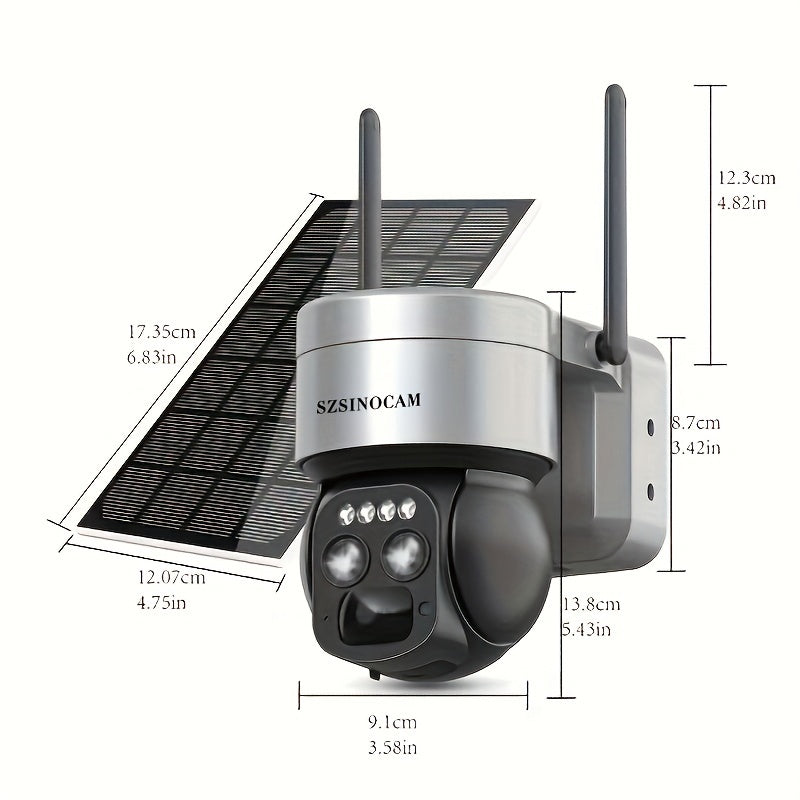 6MP PTZ HD Security Camera with 8X Hybrid Zoom, Dual Lens, Solar Panel, 2.4GHz WiFi, Motion Spotlights, Color Night Vision, Ultra-Wide Angle PIR Motion Detection, 2-Way Audio - Waterproof