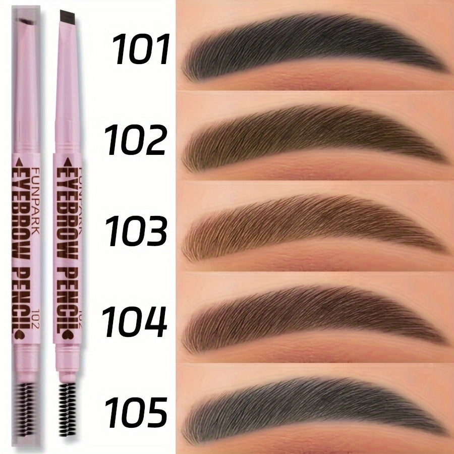 Double-ended automatic eyebrow pencil with long-lasting, waterproof formula in various shades, including dark brown, light brown, taupe, and black. Includes powder, dye, cream, and eyeliner.