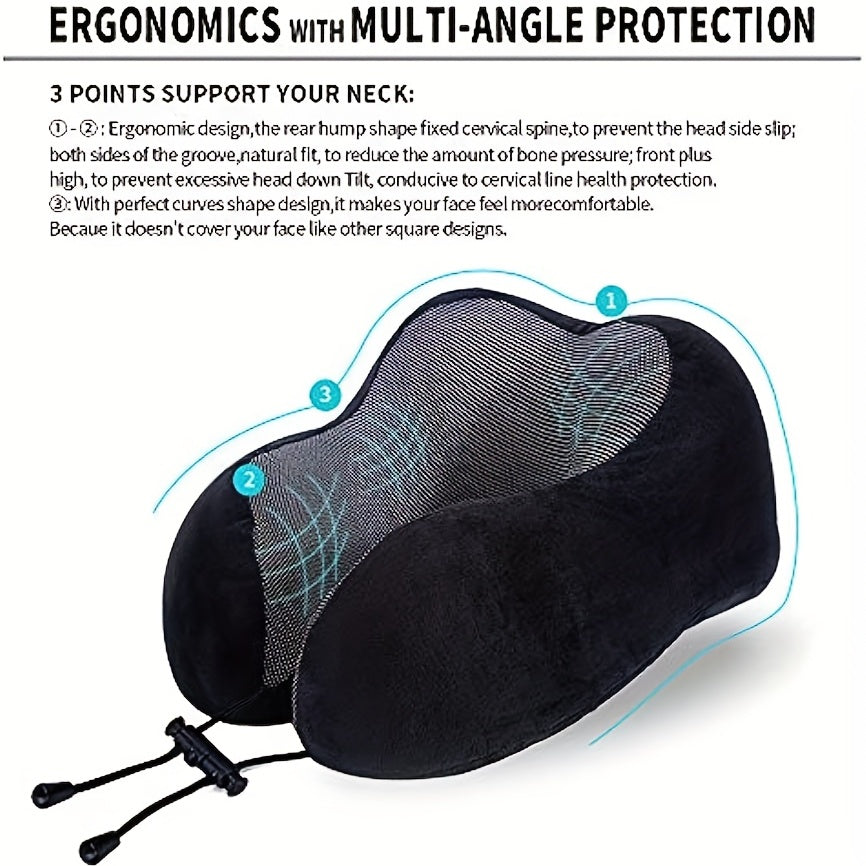 1-Piece U-Shaped Memory Foam Neck Pillow for Soft and Comfortable Travel Support, Perfect for Airplanes and Cervical Travel Comfort