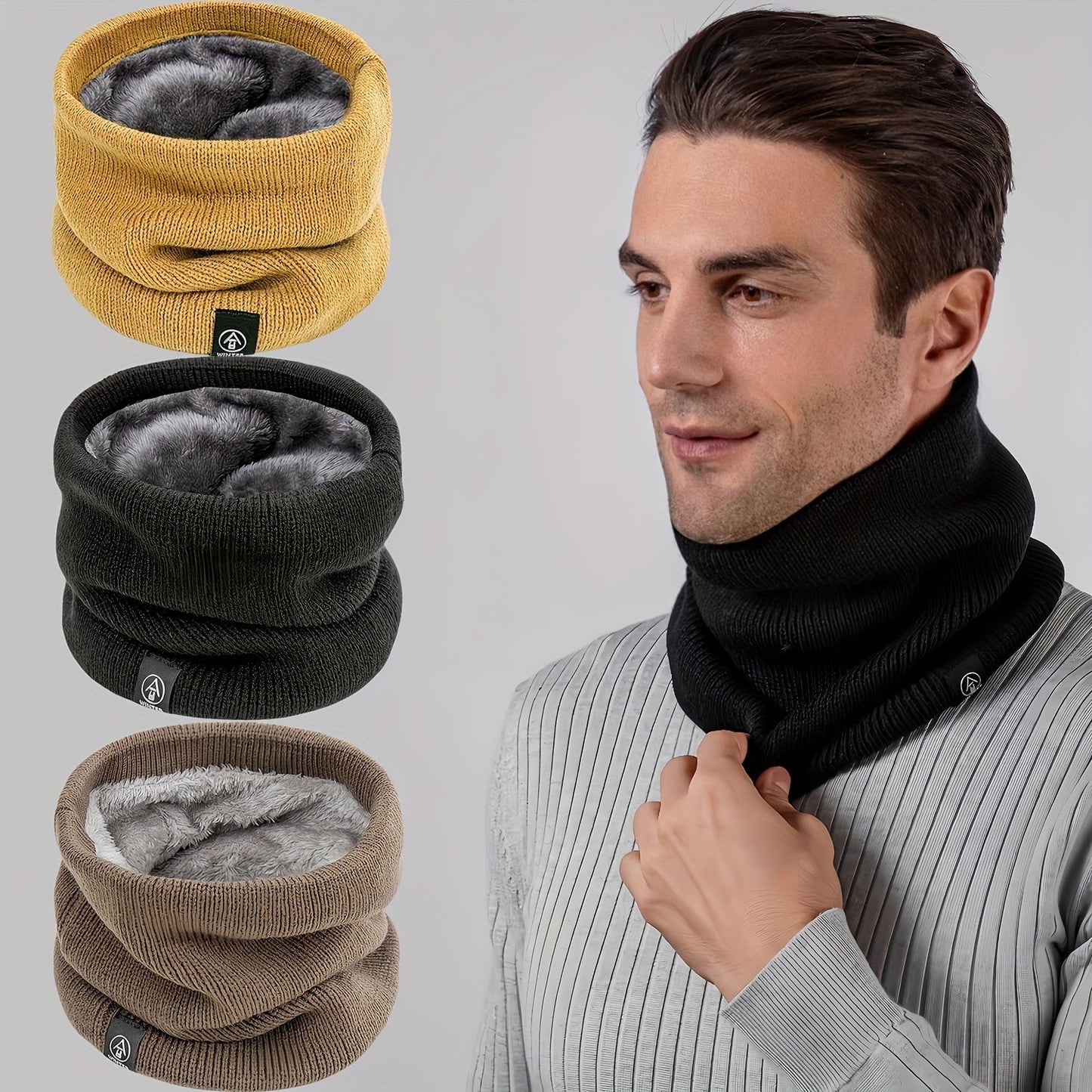 Stay cozy and stylish with the WELLBORN COCO Fleece-Lined Neck Warmer. This soft, windproof, and warm knit scarf is perfect for both men and women. The double layer design provides extra warmth during the winter months, while the solid colors make it