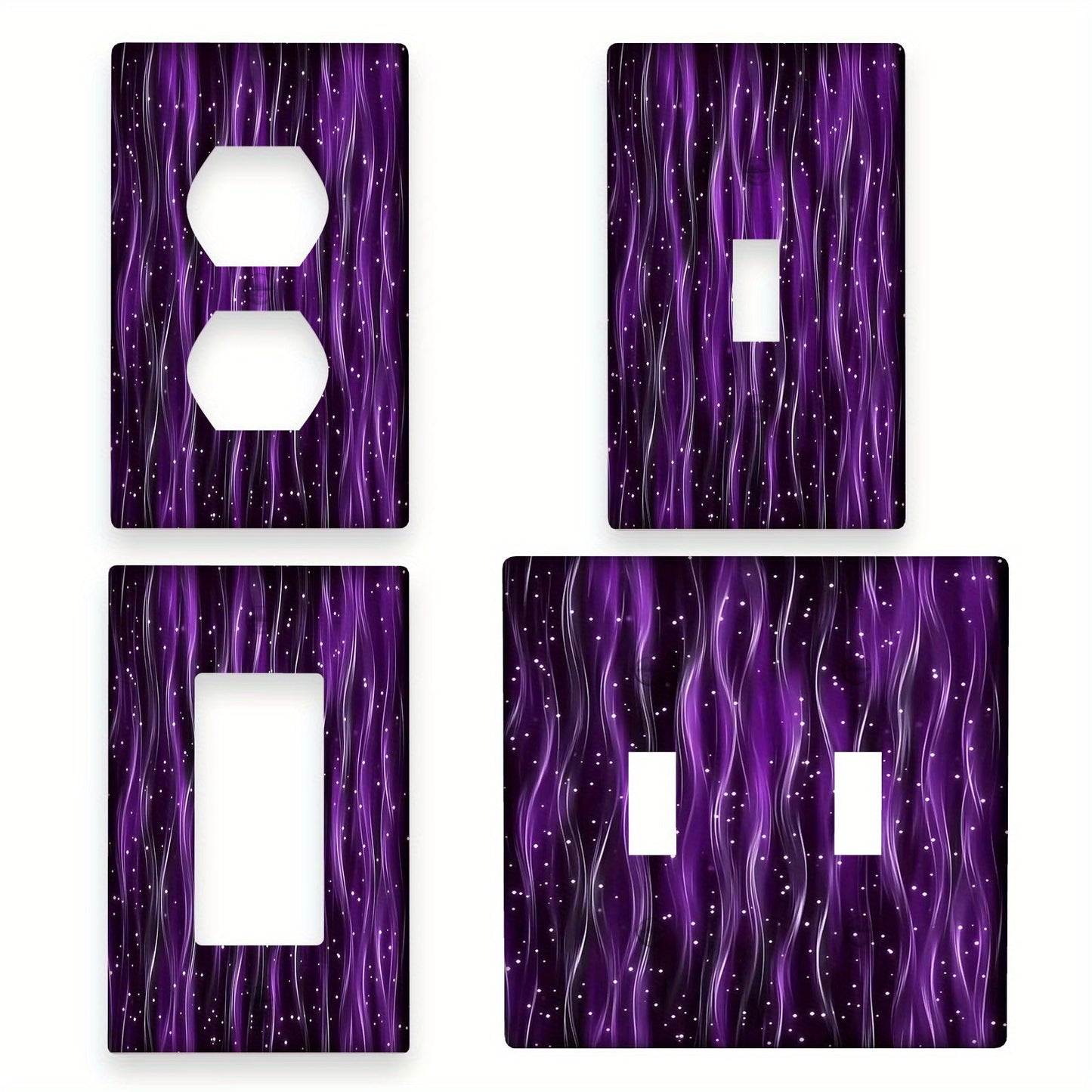 Durable polycarbonate light switch cover with sparkling purple pattern for home or office.