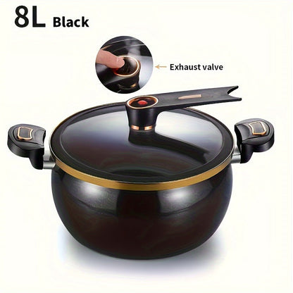 The 8L Gallon Large Capacity Multifunctional Non-stick Cast Iron Pot is perfect for making stews, soups, and more. It is compatible with induction cookers and gas stoves, making it essential for home, outdoor, and restaurant use.