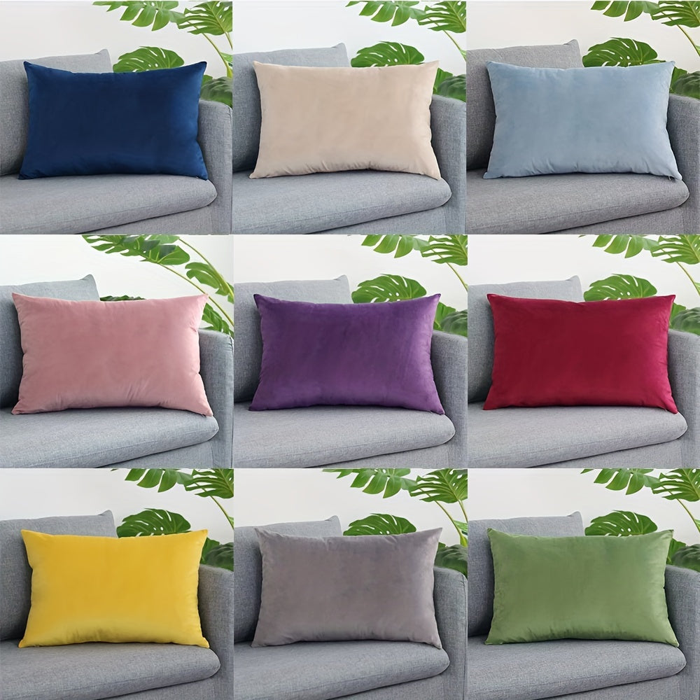 One velvet, solid color sofa cushion cover measuring 30x50cm/12x20inch, perfect for home decoration.