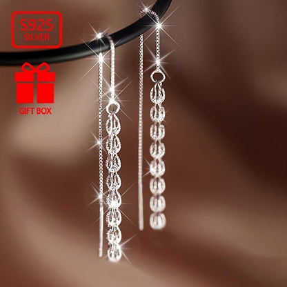 These elegant earrings are perfect for women, with a total weight of approximately 0.8g and made of high-quality 925 sterling silver. They feature long chain tassel Phoenix tail pendants, ideal for daily outings, activities, gatherings, and everyday wear.