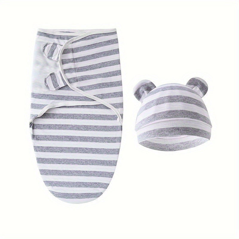 Newborn newborn swaddle set includes adjustable sleeping bag for prevention of startle reflex.