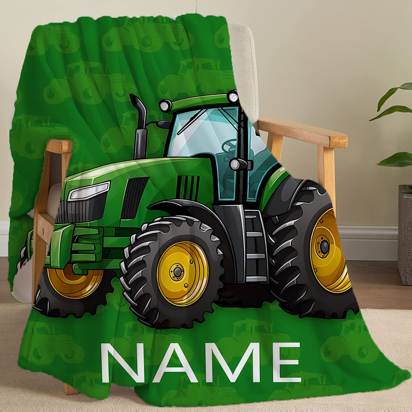 Personalized Tractor Blanket - Cozy Throw Blanket, Perfect for Gift-Giving, Couch, Bed or Living Room Décor - Allergen-Free Flannel, Double-Sided Design, Versatile for Any Season, Vibrant Digital Print, Made from 100% Polyester