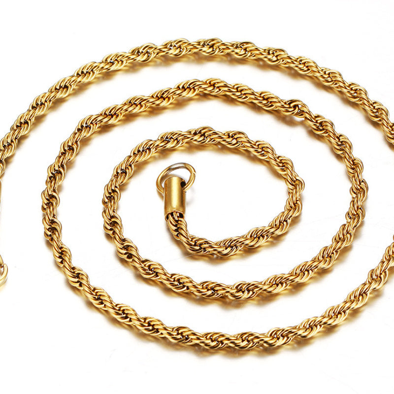 Chic gold-toned stainless steel rope necklace and bracelet set in Y2K minimalist style. Great for daily wear, gifting, and Valentine's Day. Perfect for layering.