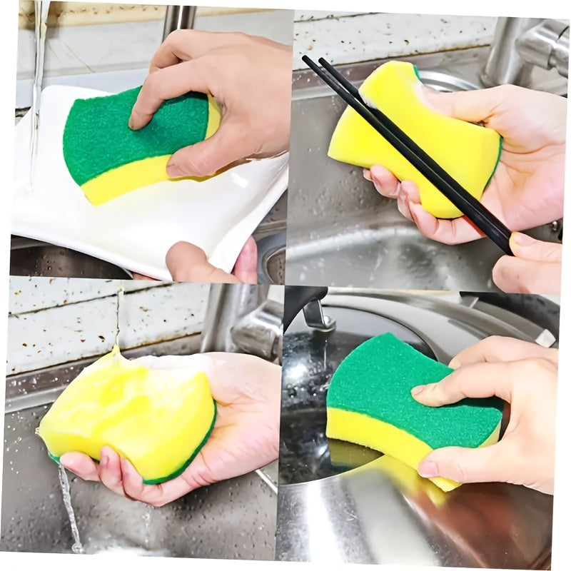 10/12/24 pieces of versatile kitchen sponges: Exceptionally absorbent, capable of removing rust and grease from pots, dishes, and furniture - featuring a durable double-layer design with abrasive fibers for enhanced grip.