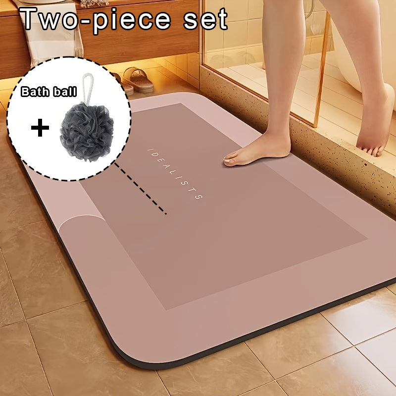 Introducing the 1pc Ultra-Absorbent Diatomaceous Earth Bath Mat - designed for quick drying, non-slip usage. Made with soft and comfortable odor-free polyester fiber, this mat is perfect for the bathroom, shower, laundry room, bedroom, living room, and