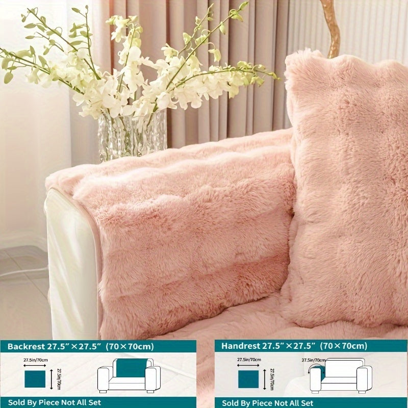 Winter plush sofa cover, anti-slip, dustproof slipcover for couch in living room, office, bedroom, home decor.