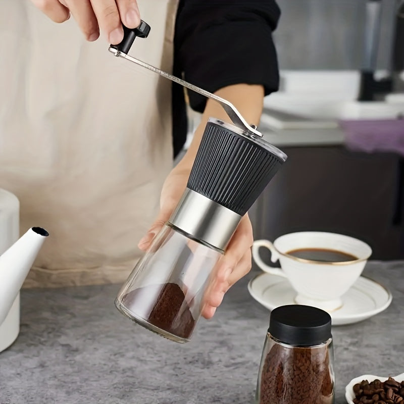 Coffee grinder set includes one manual coffee mill and one portable coffee grinder.