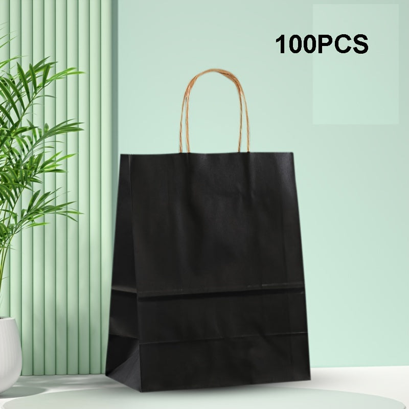 100 pieces of high-end Kraft paper bags for various uses, measuring 15cm x 8cm x 21cm.