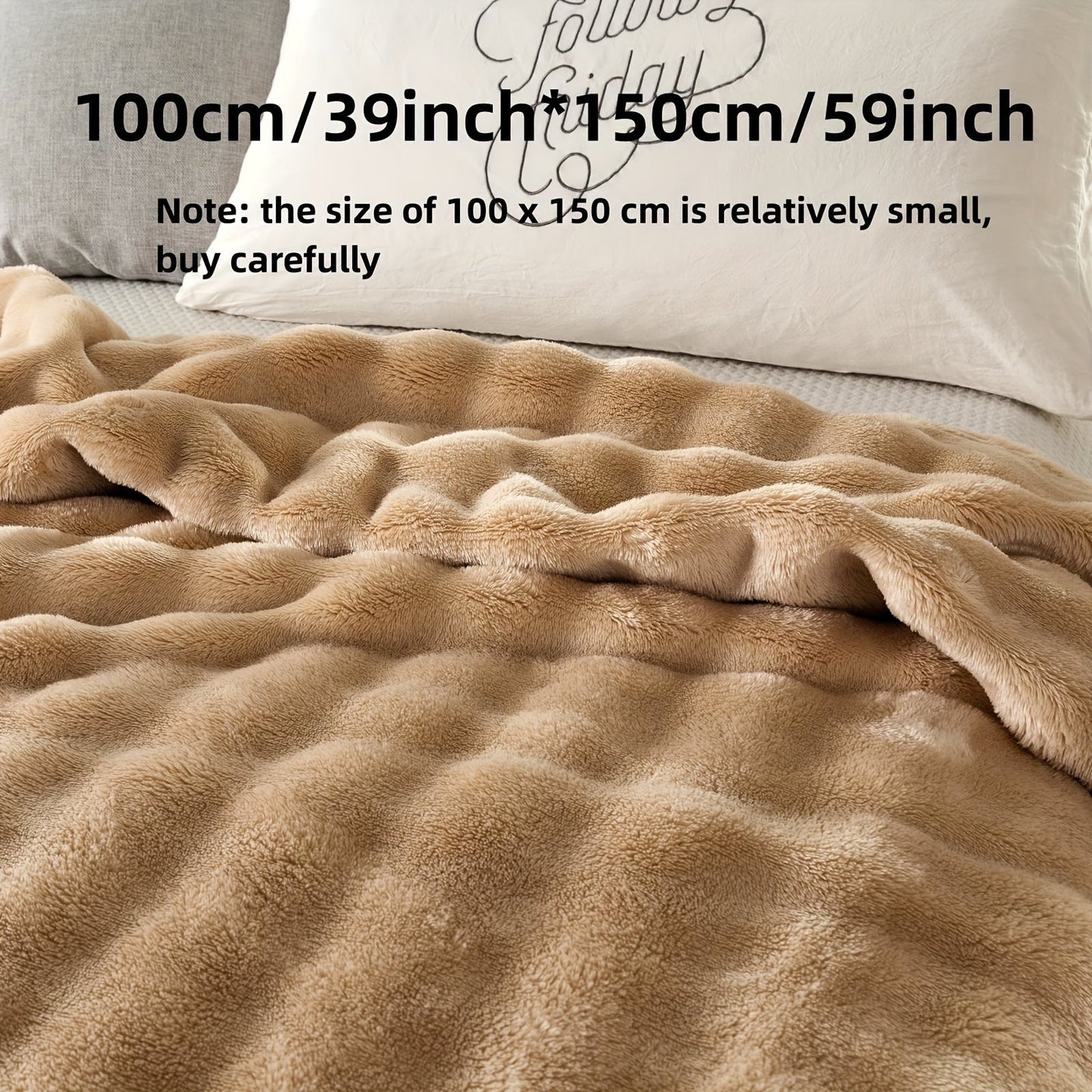 Modern Hypoallergenic Polyester Bed Blanket - Luxuriously Soft Faux Rabbit Fur Plush Throw for Bedroom, Sofa, Office, and Travel - Suitable for All Seasons - Easy to Clean Machine Washable Blanket with Simple Design - Lightweight Cover for Any Purpose