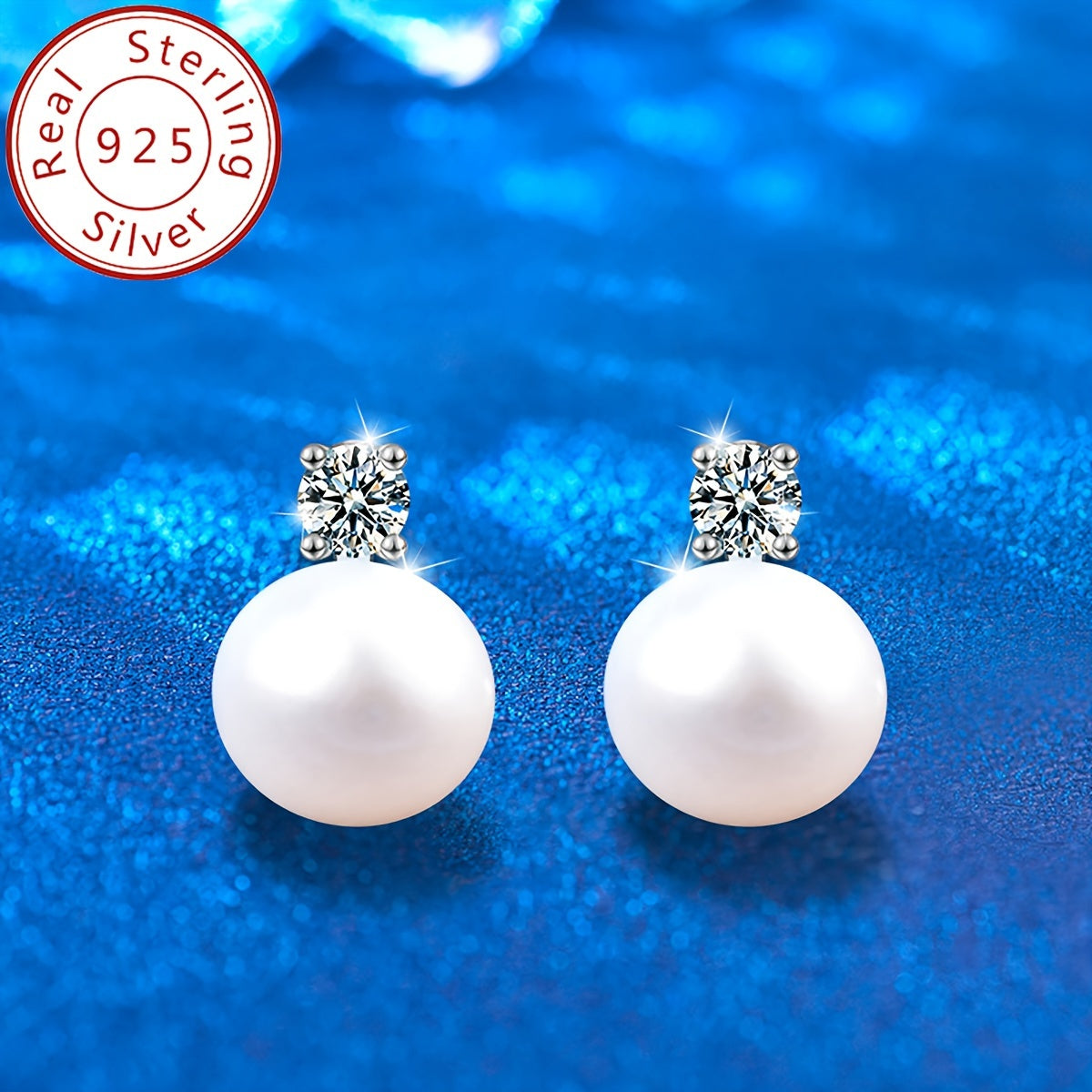 Stunning 0.6 Carat Moissanite & Natural Pearl Stud Earrings in 925 Sterling Silver - Exquisite Bridal Jewelry, Ideal Valentine's Day Present for Her, Lightweight at 1.35g, Suitable for Everyday and Special Events styling.