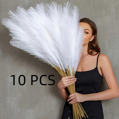 10 artificial pampas grass stems for bohemian home decor.