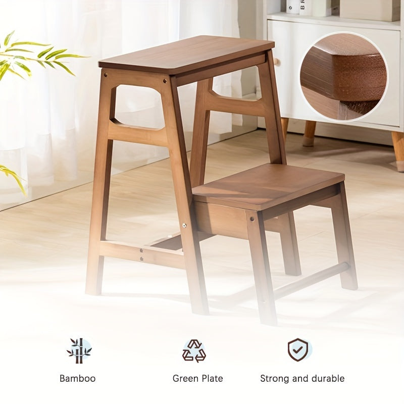 Folding Step Stool made from Bamboo - Convenient, Versatile Ladder Design for Home, Simple to Clean