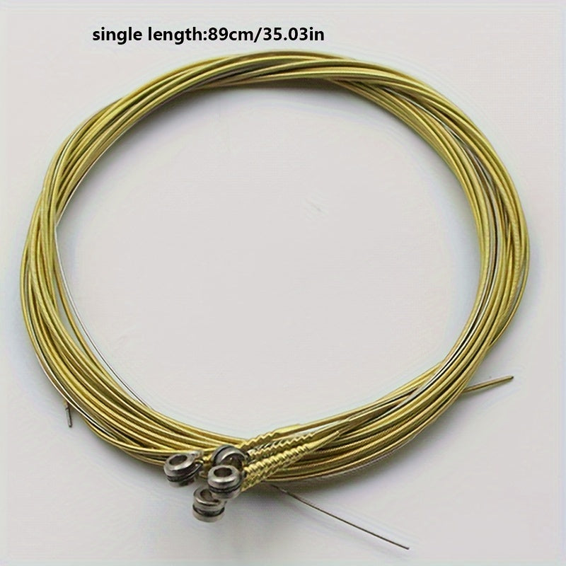 6-pack of steel guitar strings for acoustic folk guitars, corrosion-resistant replacements.