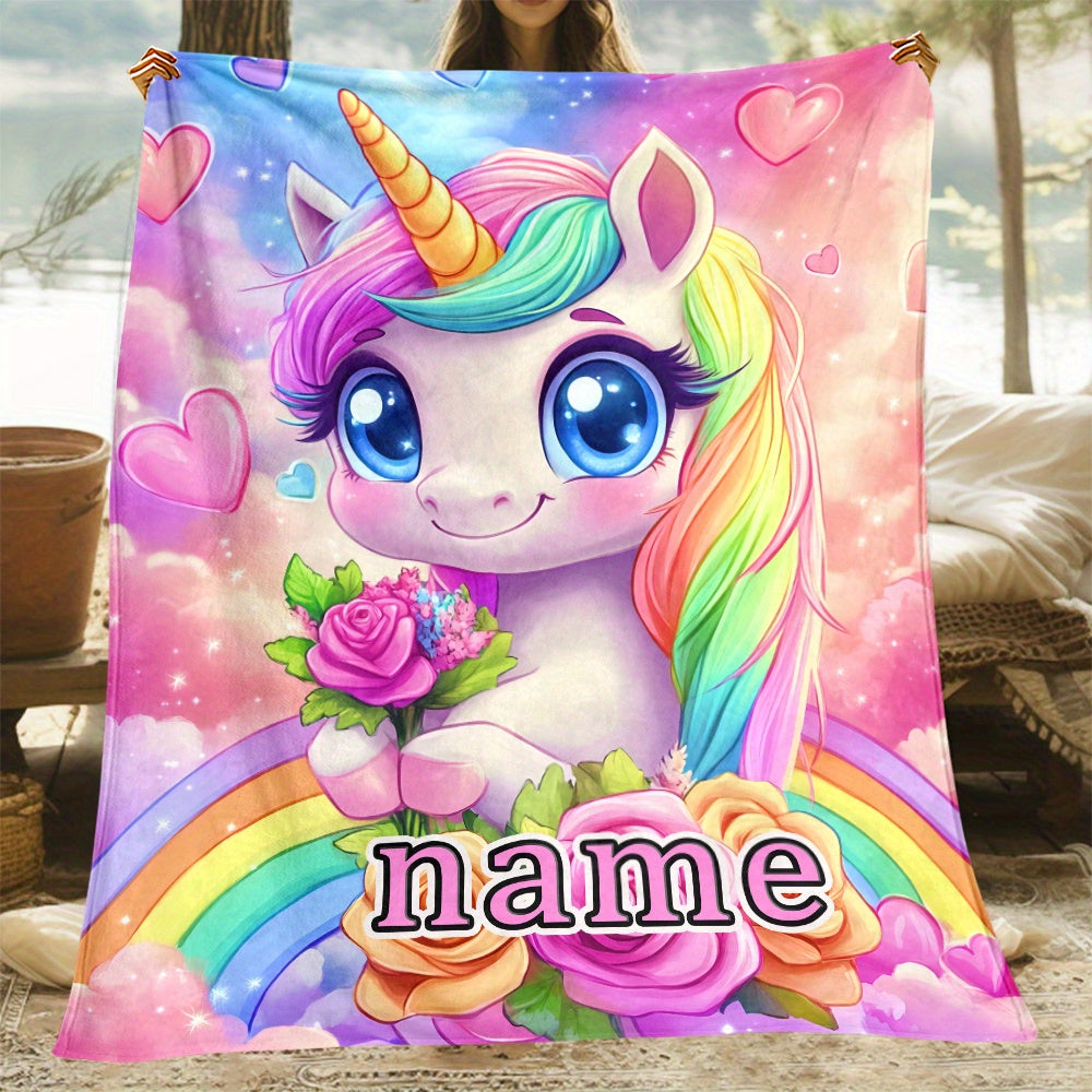 Personalized Name Mythical Creature Design Blanket - High Definition Print, Perfect for Sofa, Bed, or Travel - Custom Fleece Blanket, Soft and Cozy - Great Gift for Loved Ones.