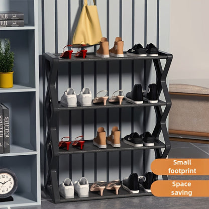 Optimize Your Space with Our 4-Tier Folding Shoe Rack - Fits 12 Pairs of Shoes and Maximizes Storage Area